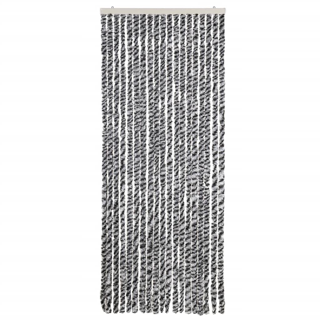 Vidaxl Fly Cundain 56x200 cm Chenille Grey and Black and White