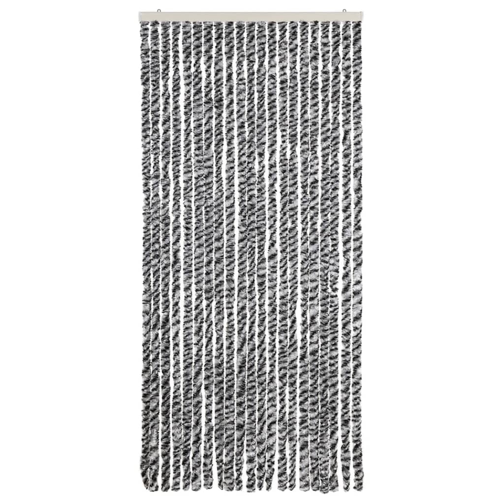 Cortina de mosca Vidaxl 90x200 cm chenille gris y blanco y negro