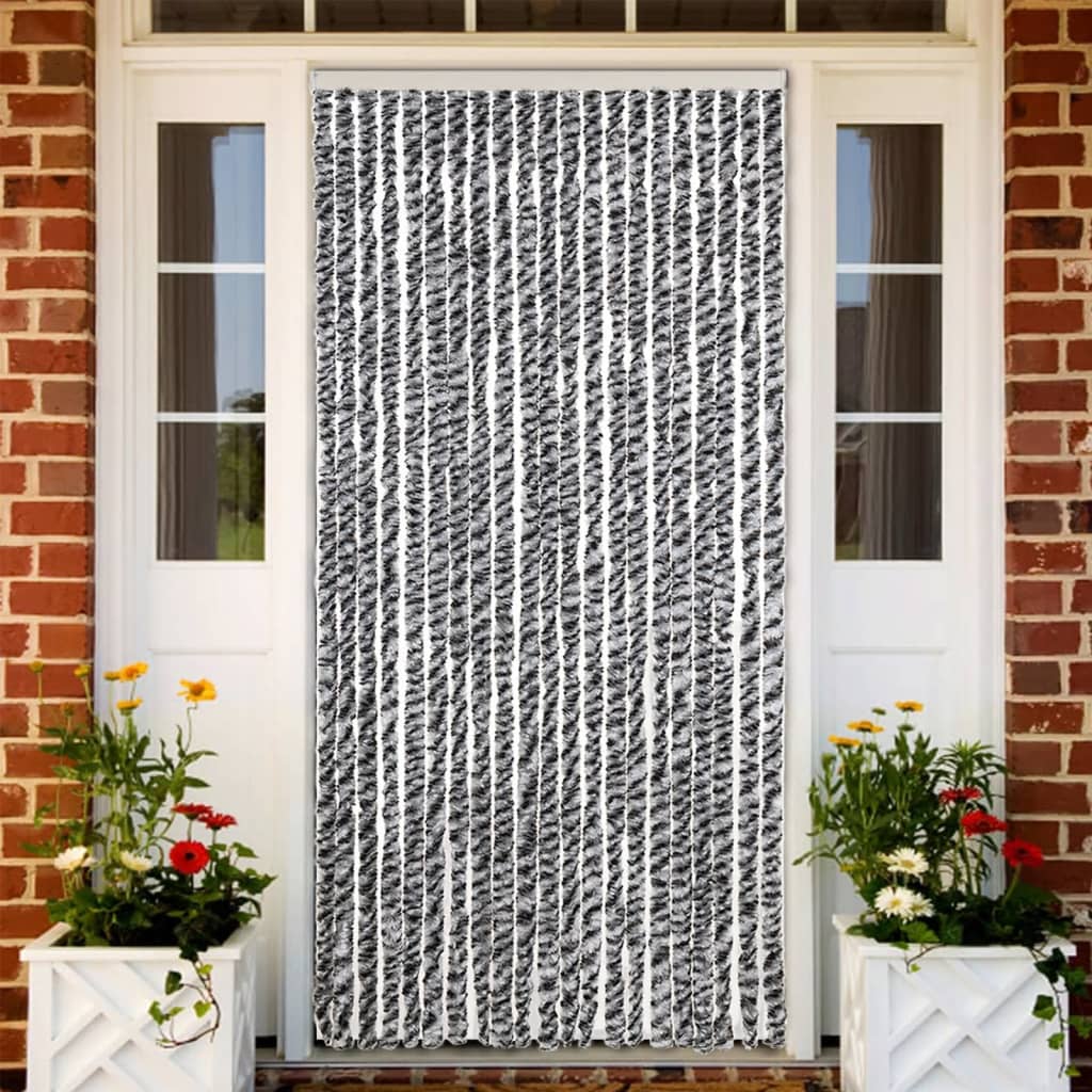 Vidaxl Fly curtain 90x200 cm Chenille gray and black and white