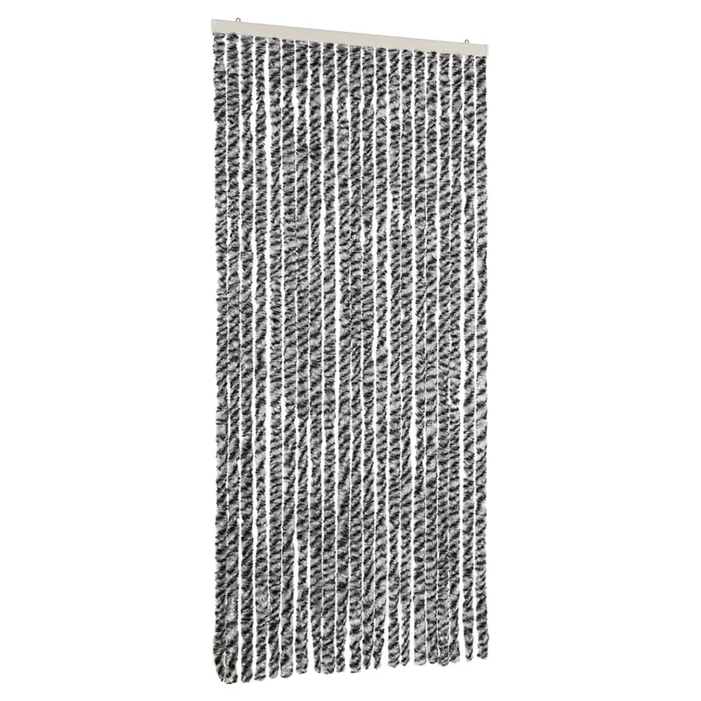 Vidaxl Fly Curtain 90x220 cm Chenille Grey and Black and White