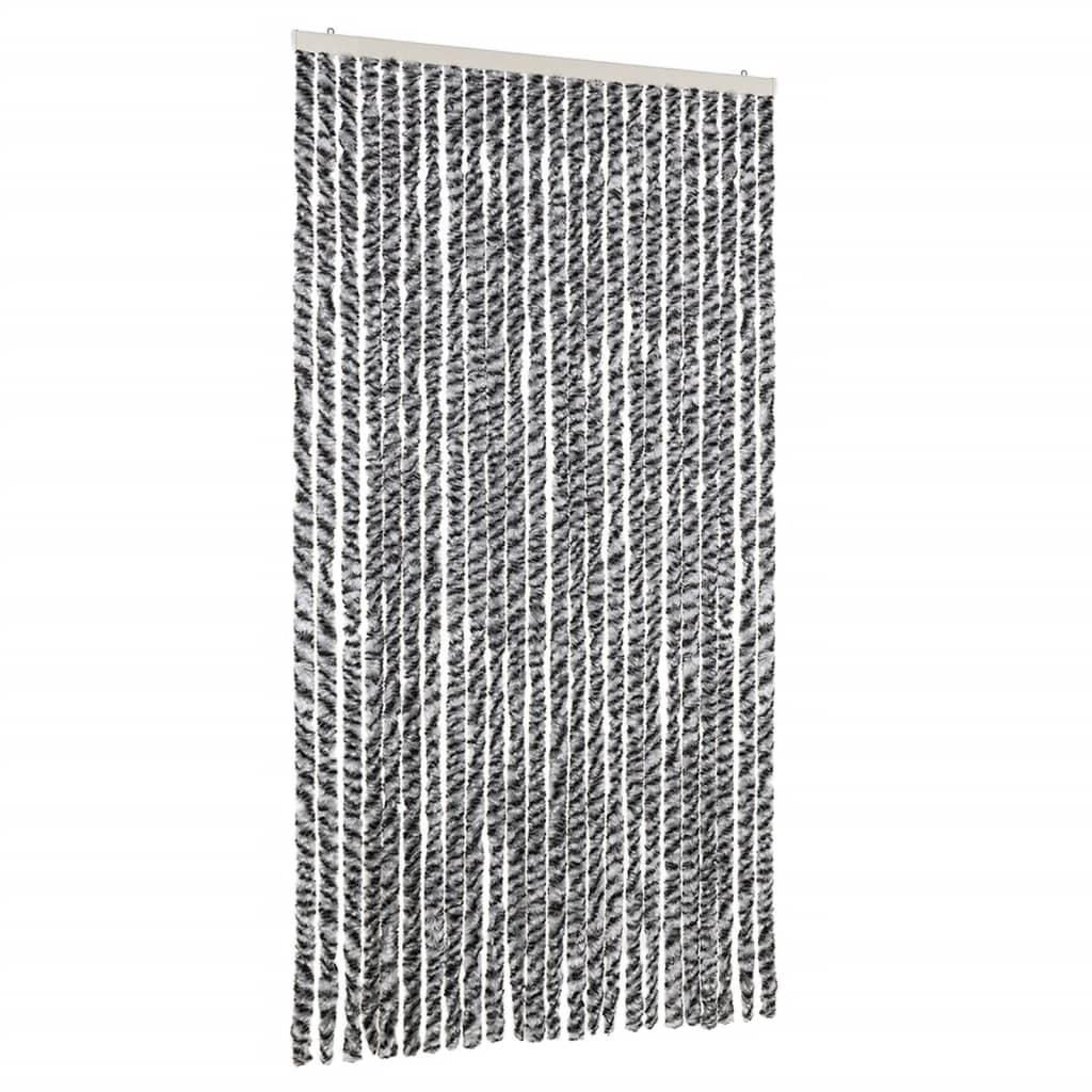 Vidaxl Fly Curtain 100x200 cm Chenille Grey and Black and White