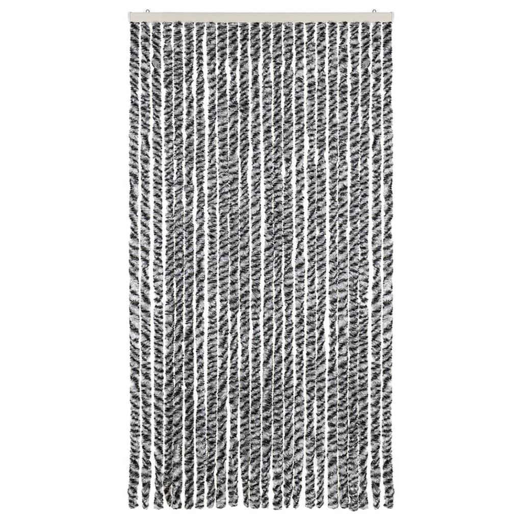 Cortina de mosca Vidaxl 100x230 cm chenille gris y blanco y negro