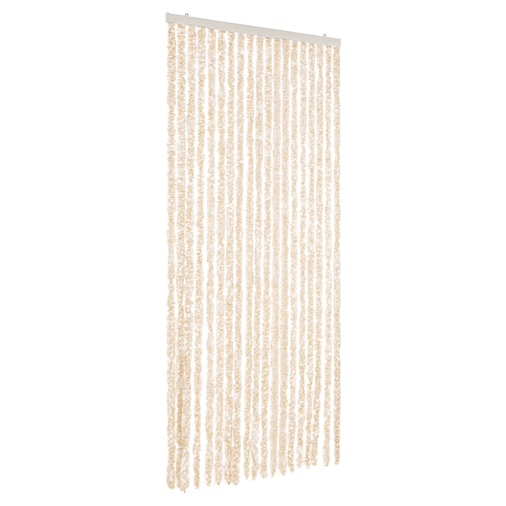 Vidaxl Fly Curtain 56x200 cm Chenille Beige og White