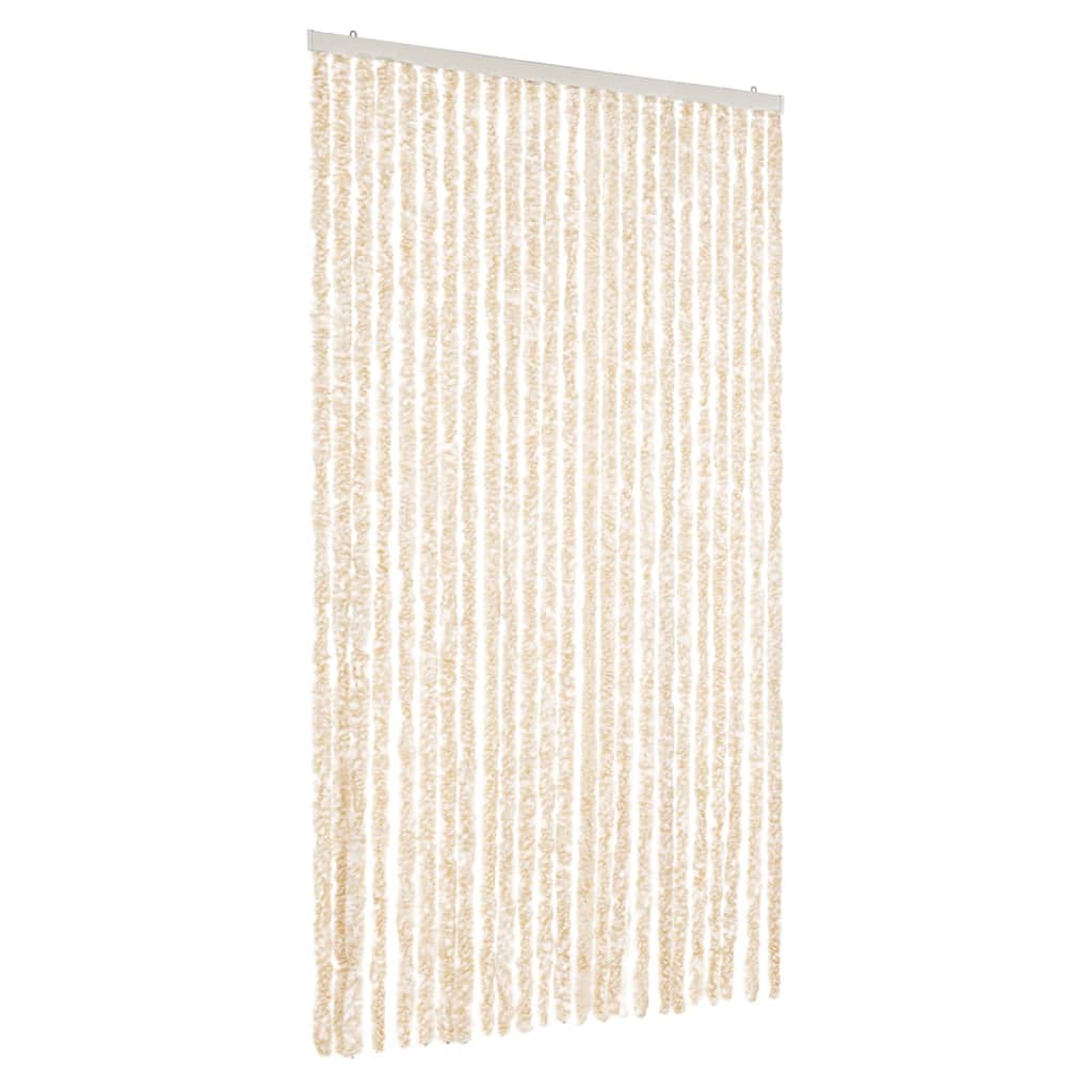 Vidaxl Fly Curtain 100x200 cm Chenille Beige and White