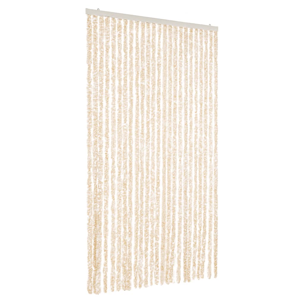 Vidaxl Fly Vorhang 100x220 cm Chenille Beige und Weiß