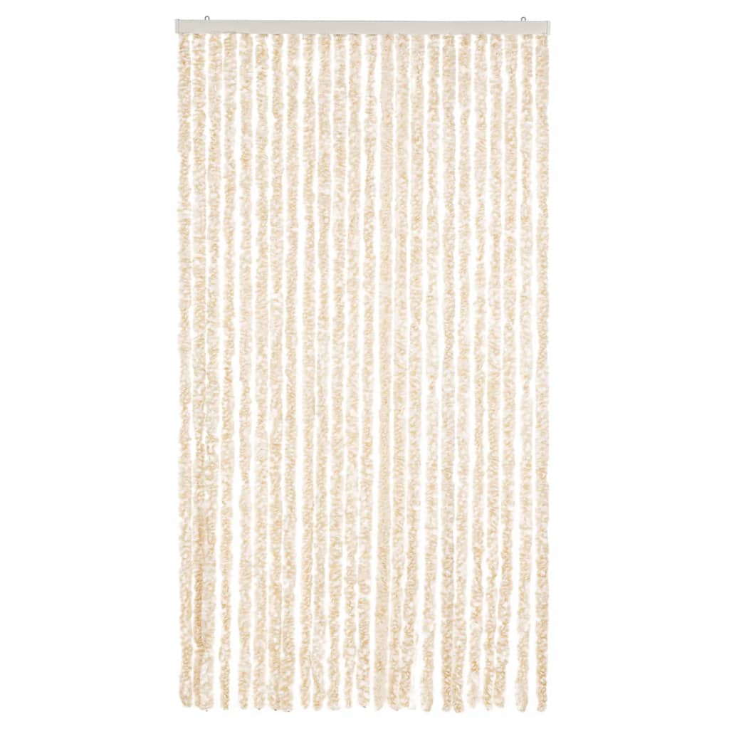 Vidaxl Fly Curtain 100x220 cm Chenille Beige and White