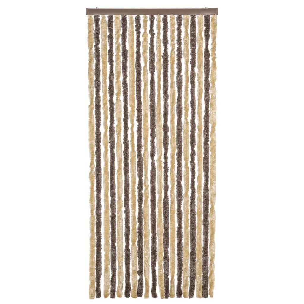 Cortina de mosca Vidaxl 56x185 cm chenille marrón oscuro y beige