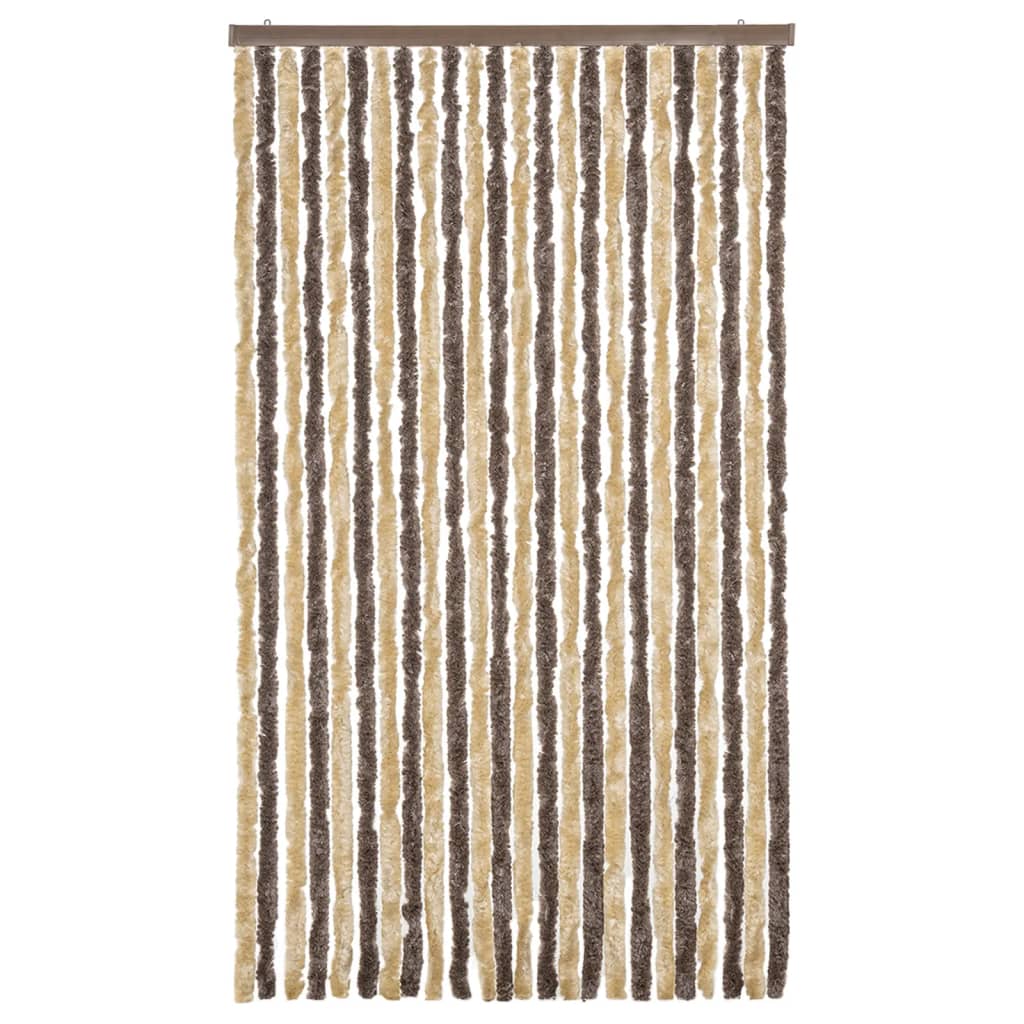 Vidaxl Fly Cundain 100x220 cm Chenille Dark Brown and Beige