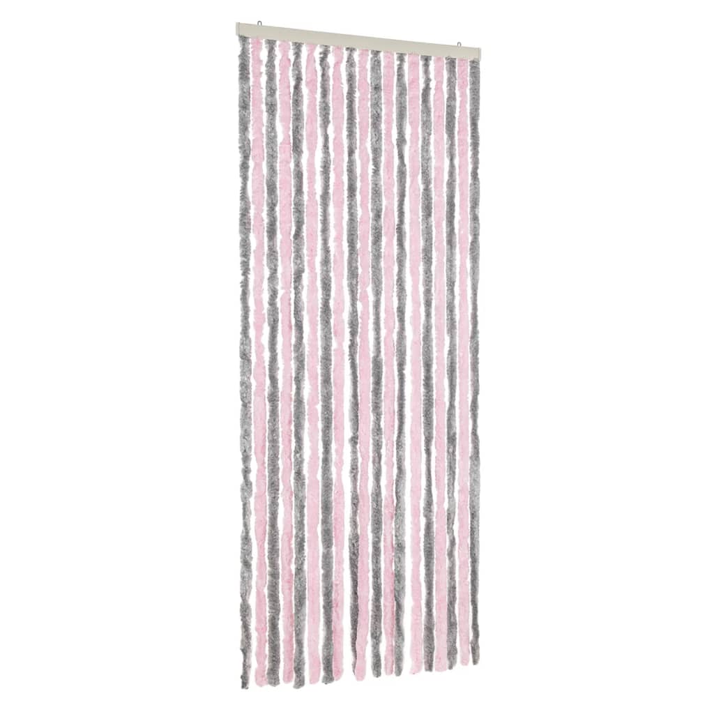 Vidaxl Fly Curtain 56x185 cm Chenille argento grigio e rosa