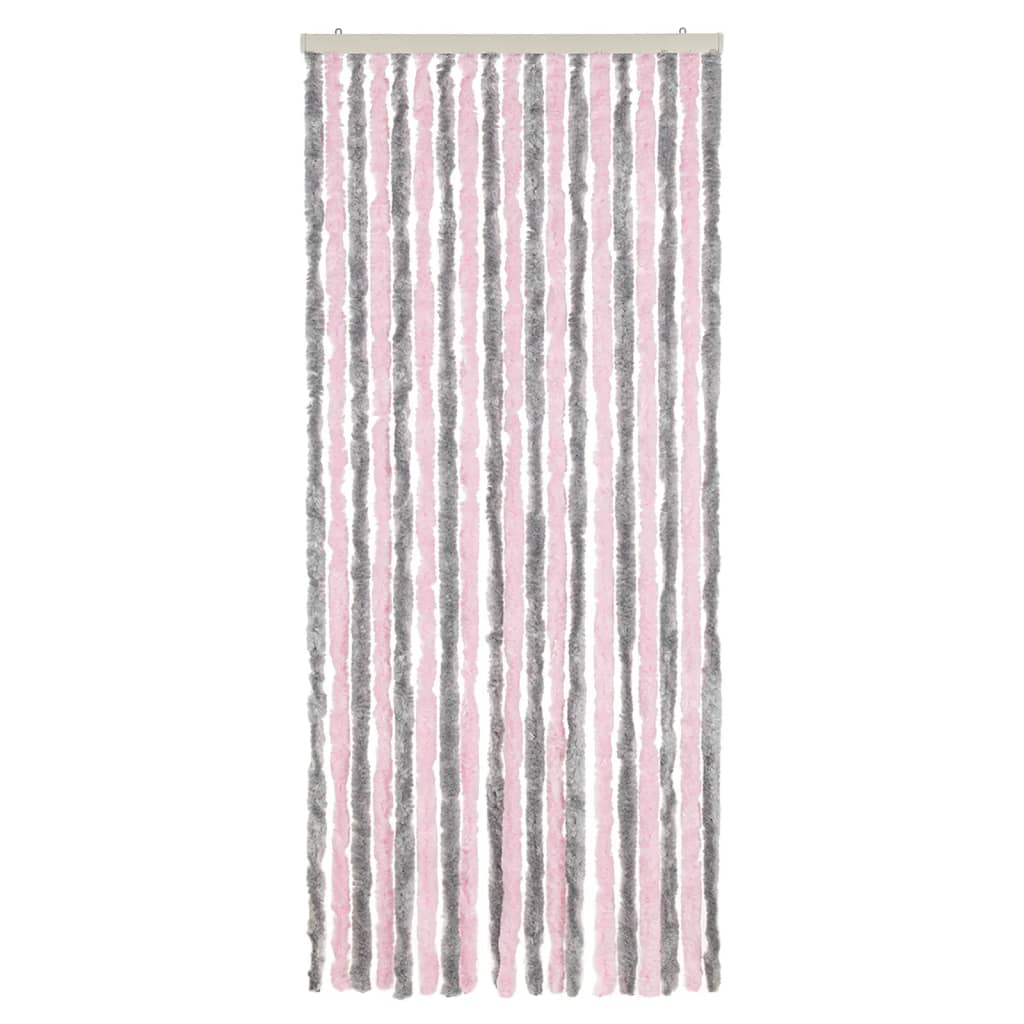 Cortina de mosca Vidaxl 56x185 cm chenille plateado gris y rosa