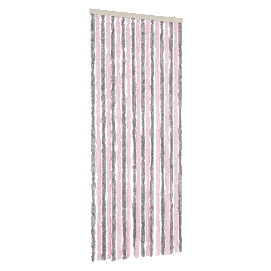 Cortina de mosca Vidaxl 56x200 cm chenille plateado gris y rosa