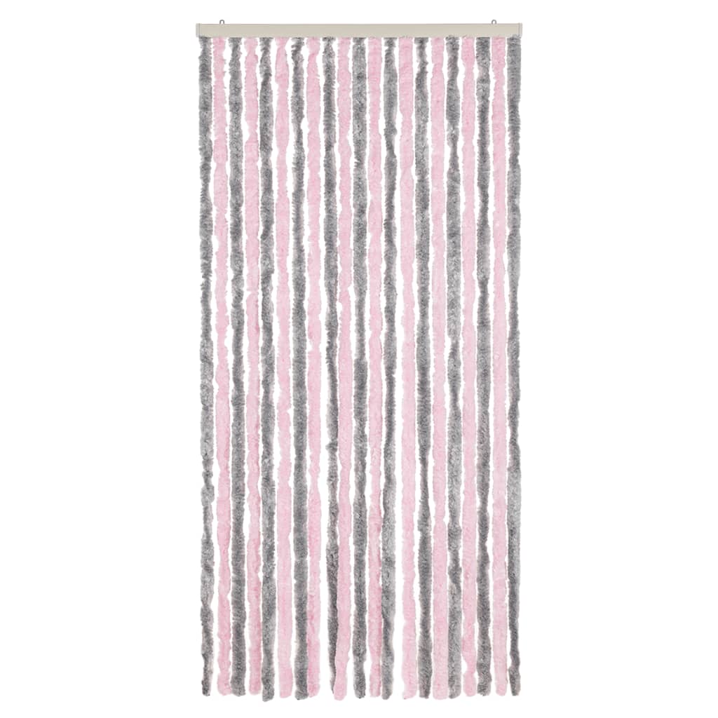 Vidaxl Fly Curtain 90x220 cm Chenille sølvgrå og rosa