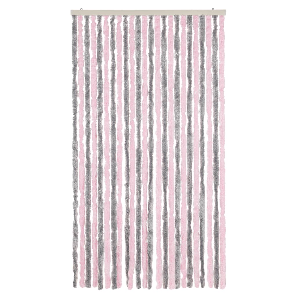 Vidaxl Fly Curtain 100x200 cm Chenille argento grigio e rosa