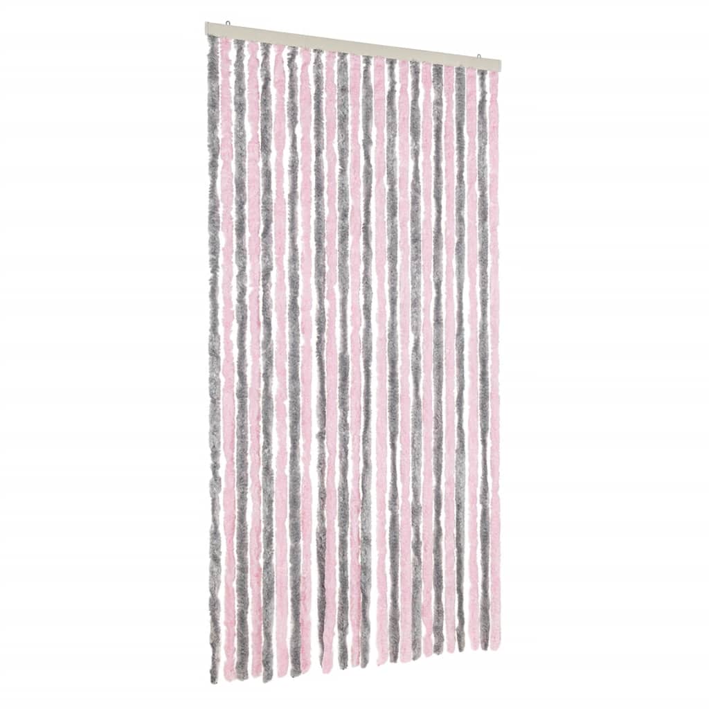 Vidaxl Fly Cundain 100x220 cm Chenille Silver Grey and Pink