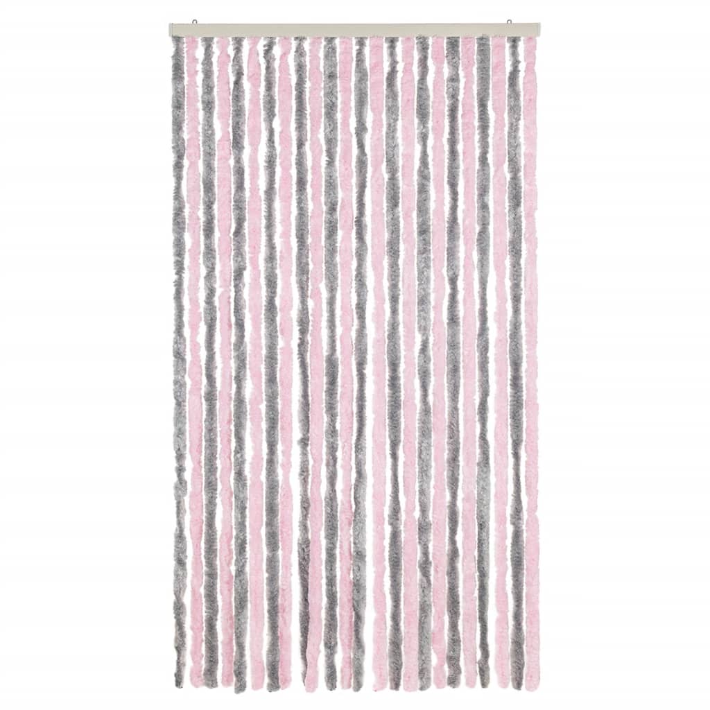 Cortina de mosca Vidaxl 100x220 cm chenille plateado gris y rosa