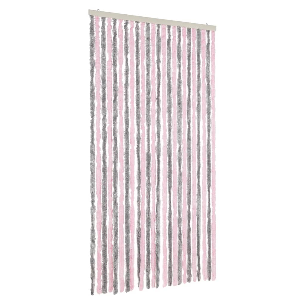 Vidaxl Fly Curtain 100x230 cm Chenille argento grigio e rosa