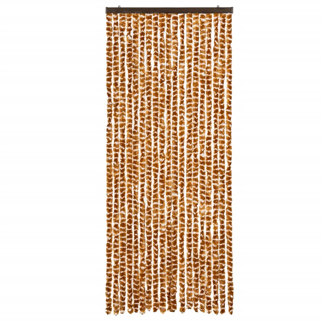 Vidaxl Fly Curtain 56x200 cm Chenille Oker and White