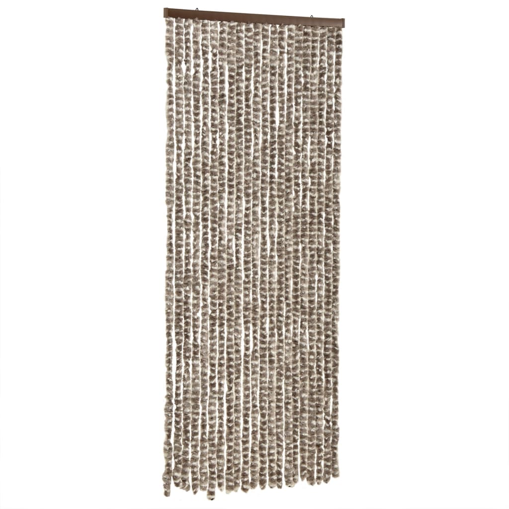 Vidaxl Fly Curtain 56x200 cm Chenille Taupe and White