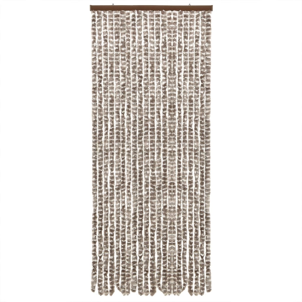 Vidaxl Fly Curtain 56x200 cm Chenille Taupe and White