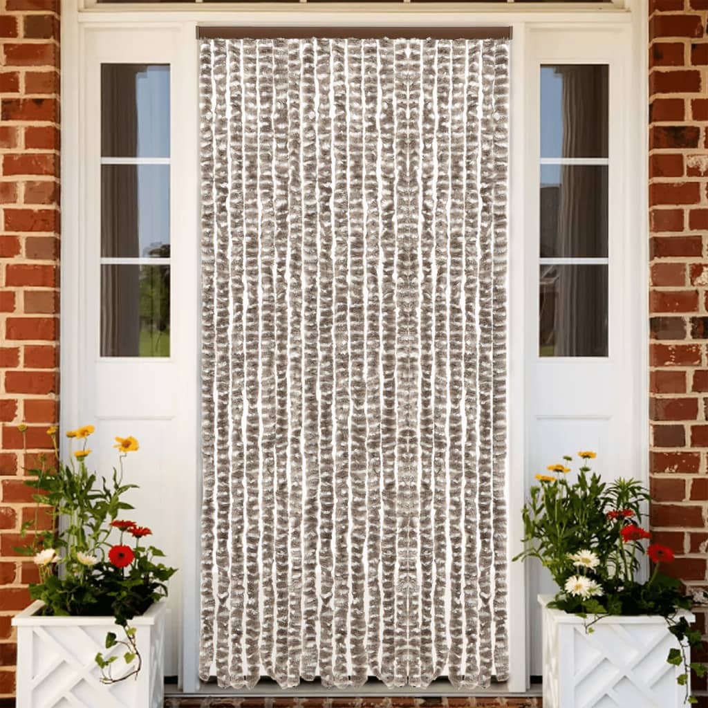 Vidaxl Fly Curtain 56x200 cm Chenille Taupe och White