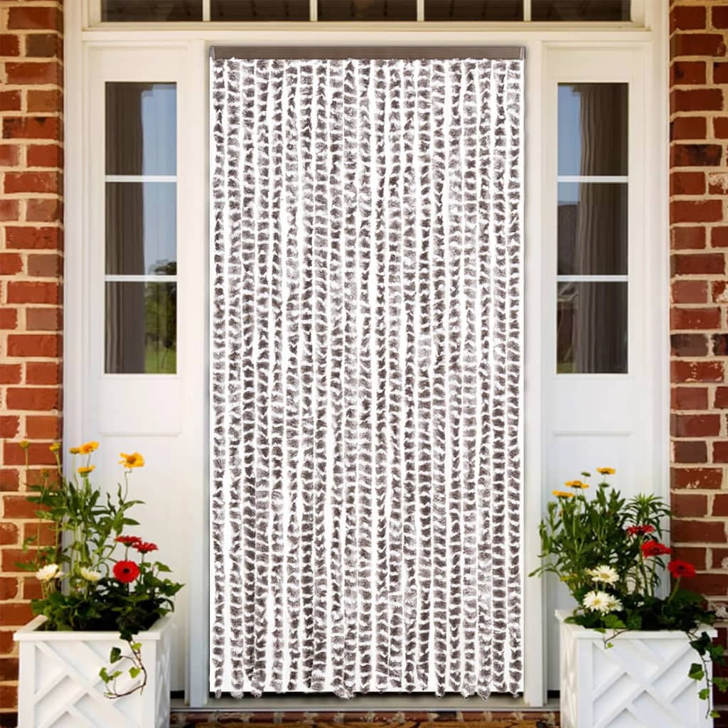 Vidaxl Fly Curtain 90x200 cm Chenille Taupe og White