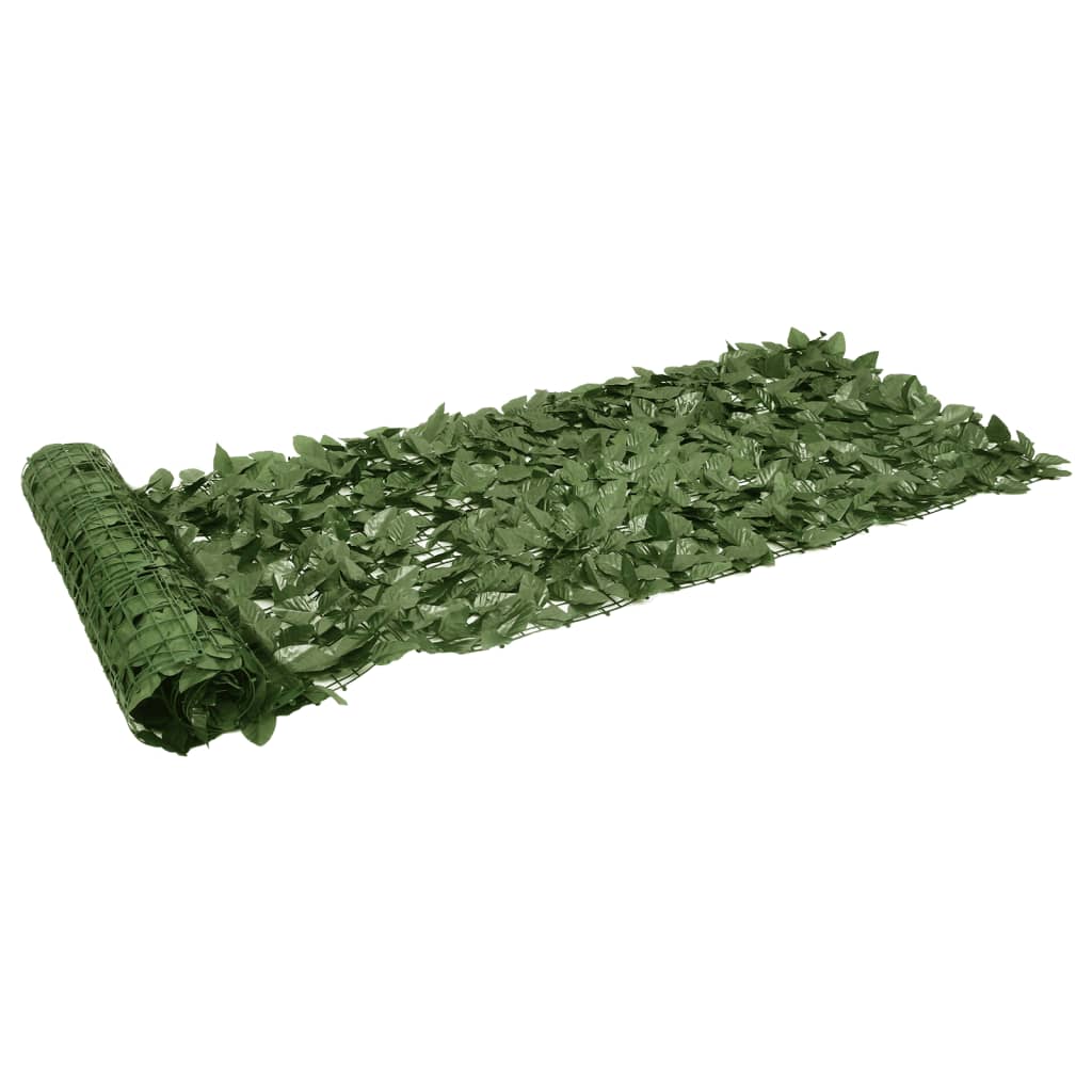 Schermo del balcone Vidaxl con foglie verde scuro 200x75 cm