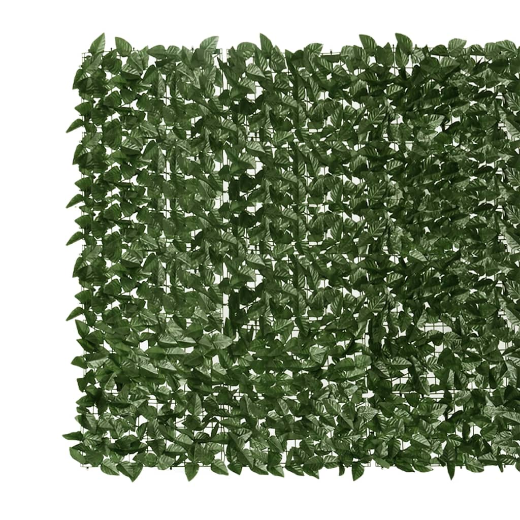 Schermo del balcone Vidaxl con foglie verde scuro 300x150 cm