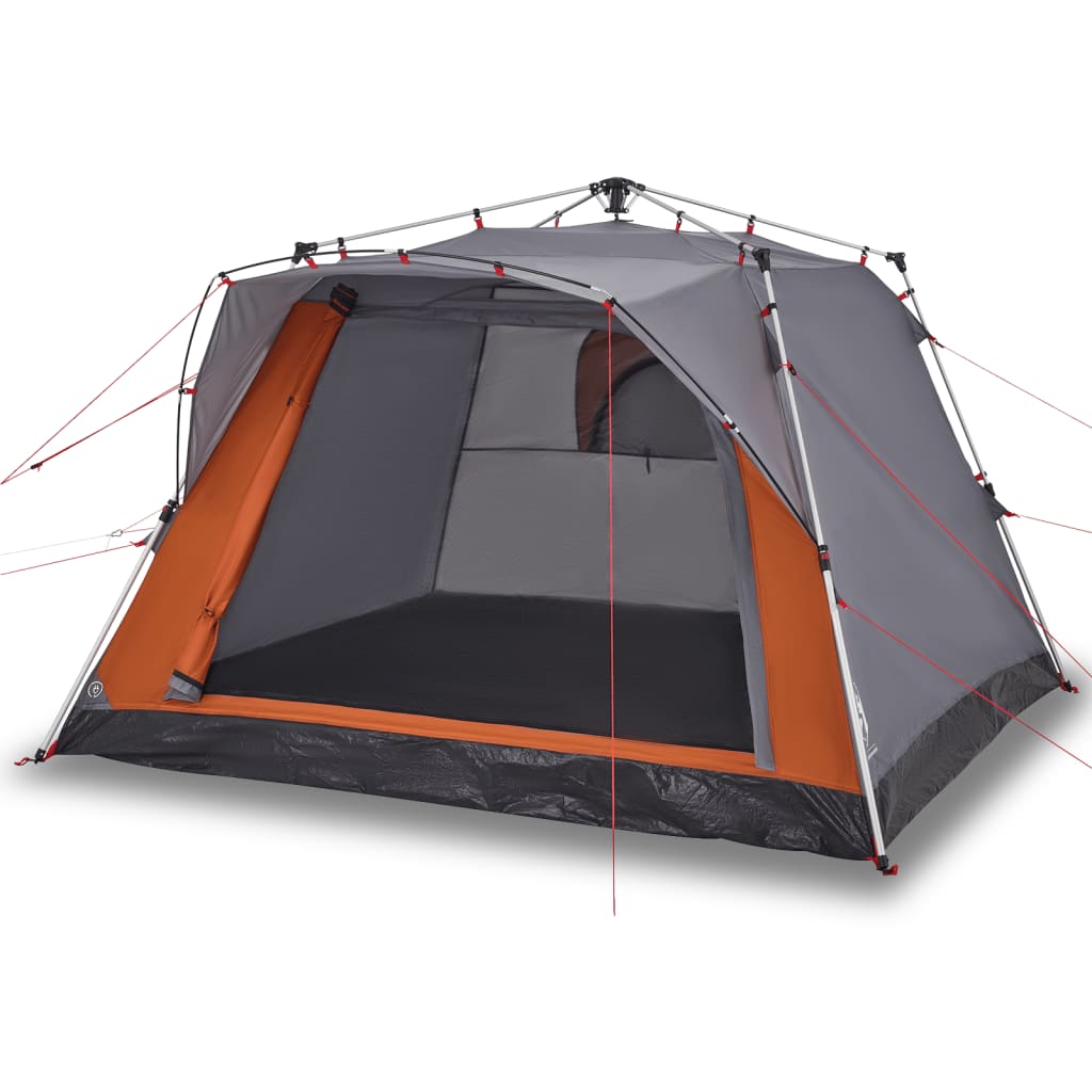 Vidaxl Camping Tent 4-osobowy szybki wydawanie Grey i Orange