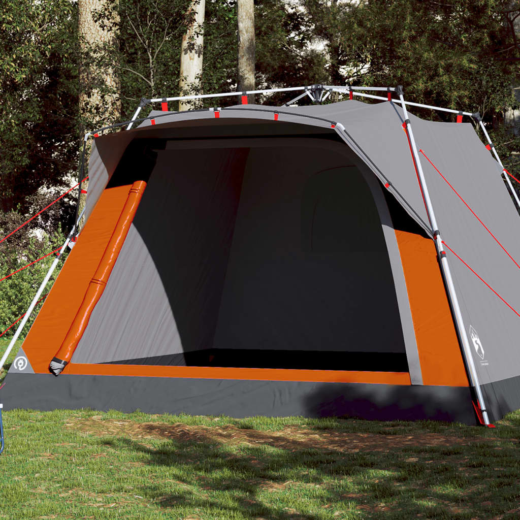 Vidaxl Camping Stan 4-Person Rychlé uvolnění šedé a oranžové