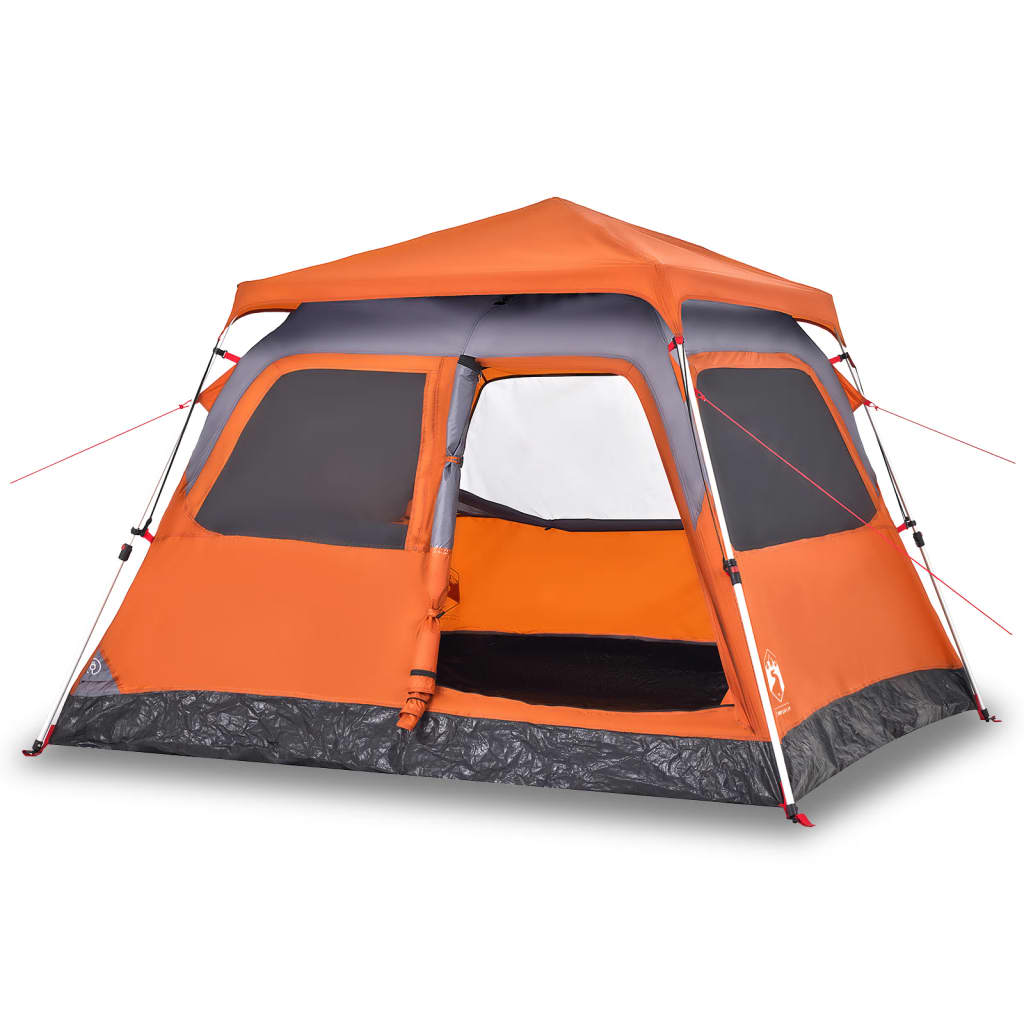 Vidaxl Dome Tenda Release veloce di 4 persone Grey and Orange