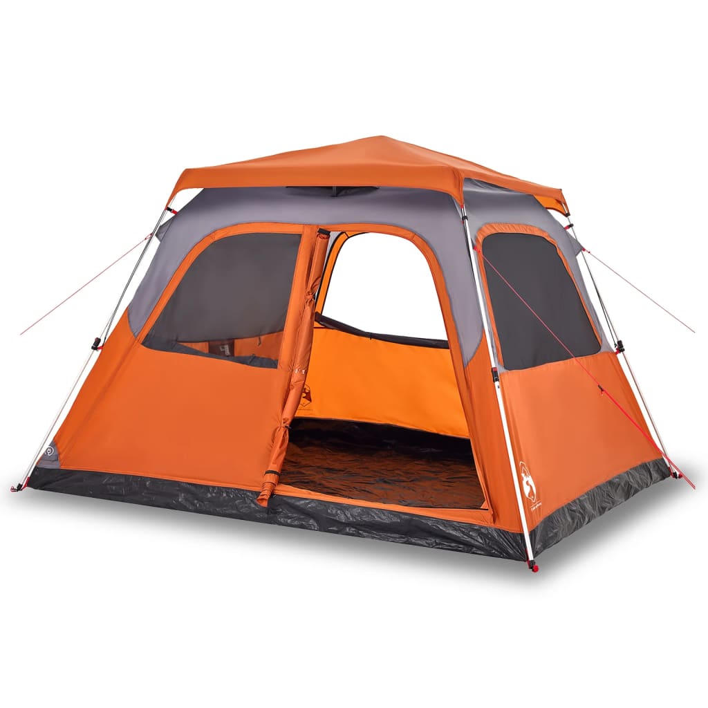 Vidaxl Dome Tenda Release veloce per 6 persone Grey and Orange