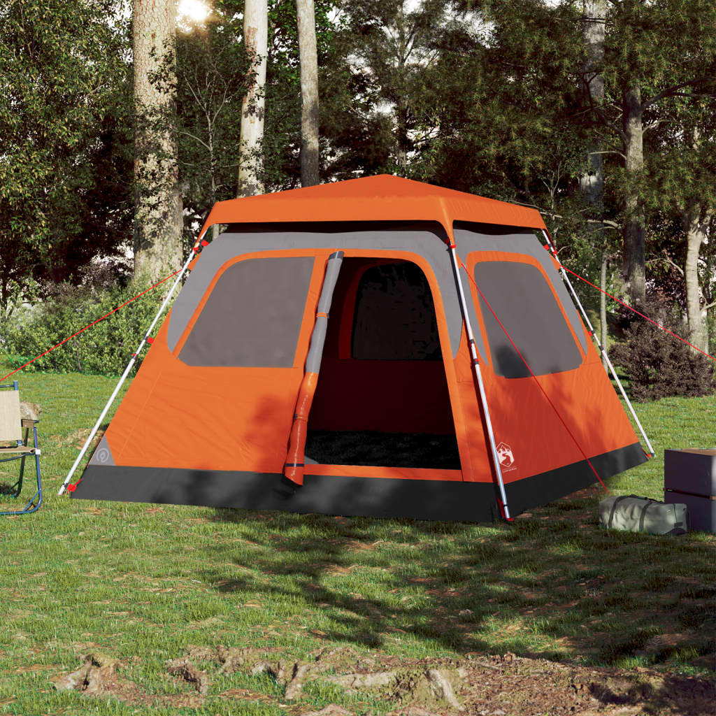 Vidaxl Dome Tent de 6 personas Liberación rápida Gray and Orange