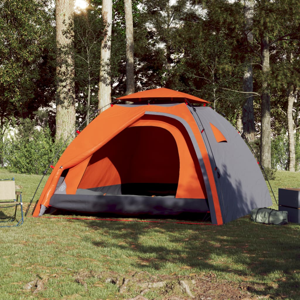 Vidaxl Dome Tent 4-Personen Fast Release Grey und Orange