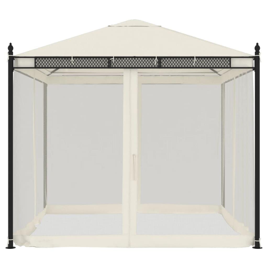 Arbor vidaxl avec parois latérales de maille 2,93x2,93 m crème en acier -colore