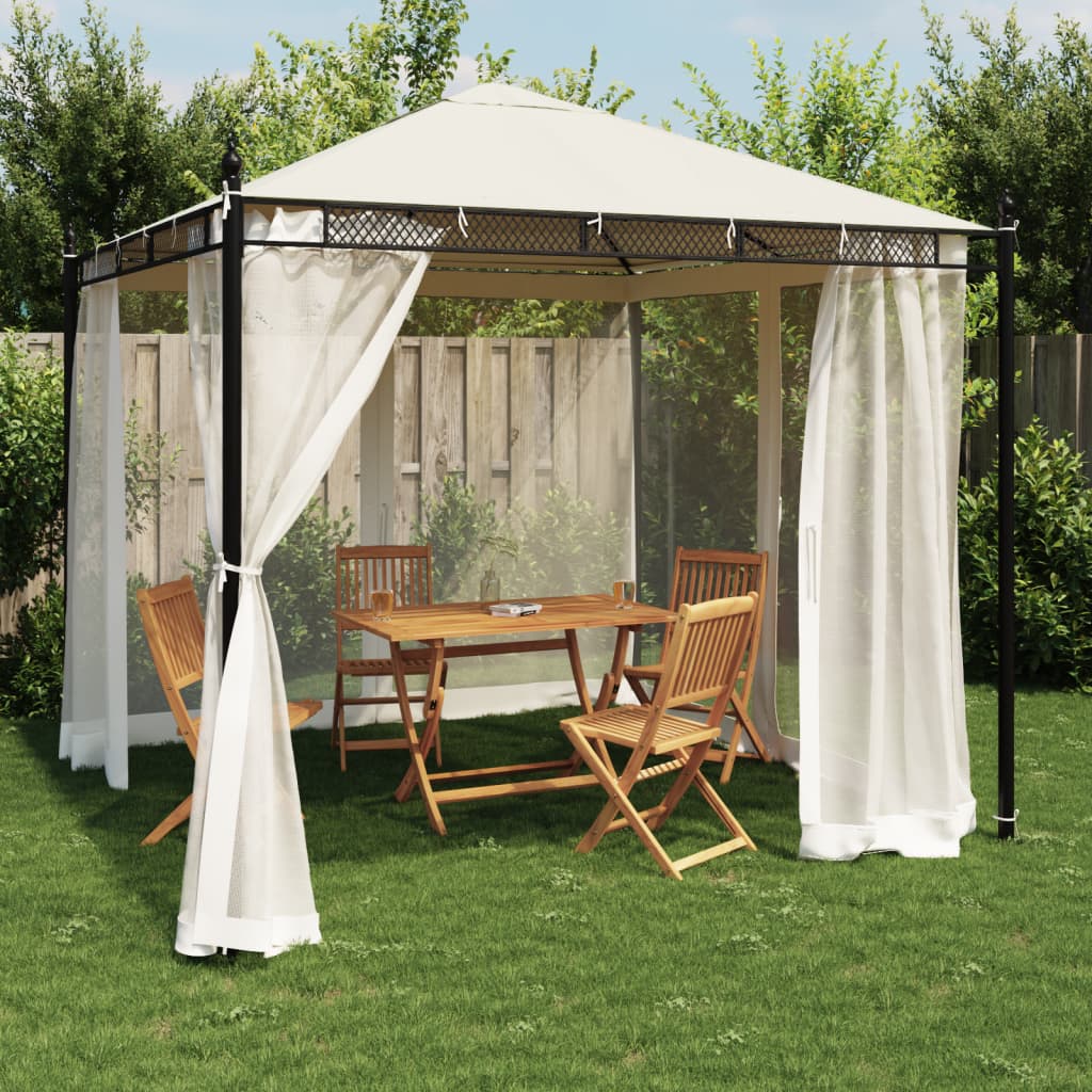 Vidaxl arbor with side walls of mesh 2.93x2.93 m steel cream -colored