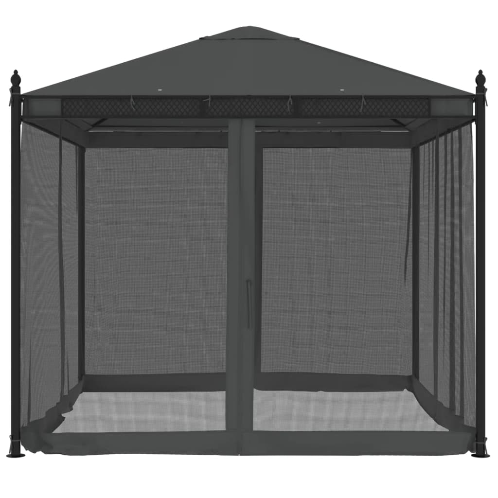 Vidaxl arbor with side walls of mesh 2.93x2.93m steel anthracite -colored