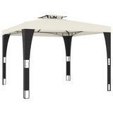 Vidaxl arbor with double roof 2.98x2.98 m steel cream -colored