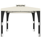 Vidaxl arbor with double roof 2.98x2.98 m steel cream -colored