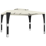 Vidaxl arbor with double roof 3.98x2.98 m steel cream -colored