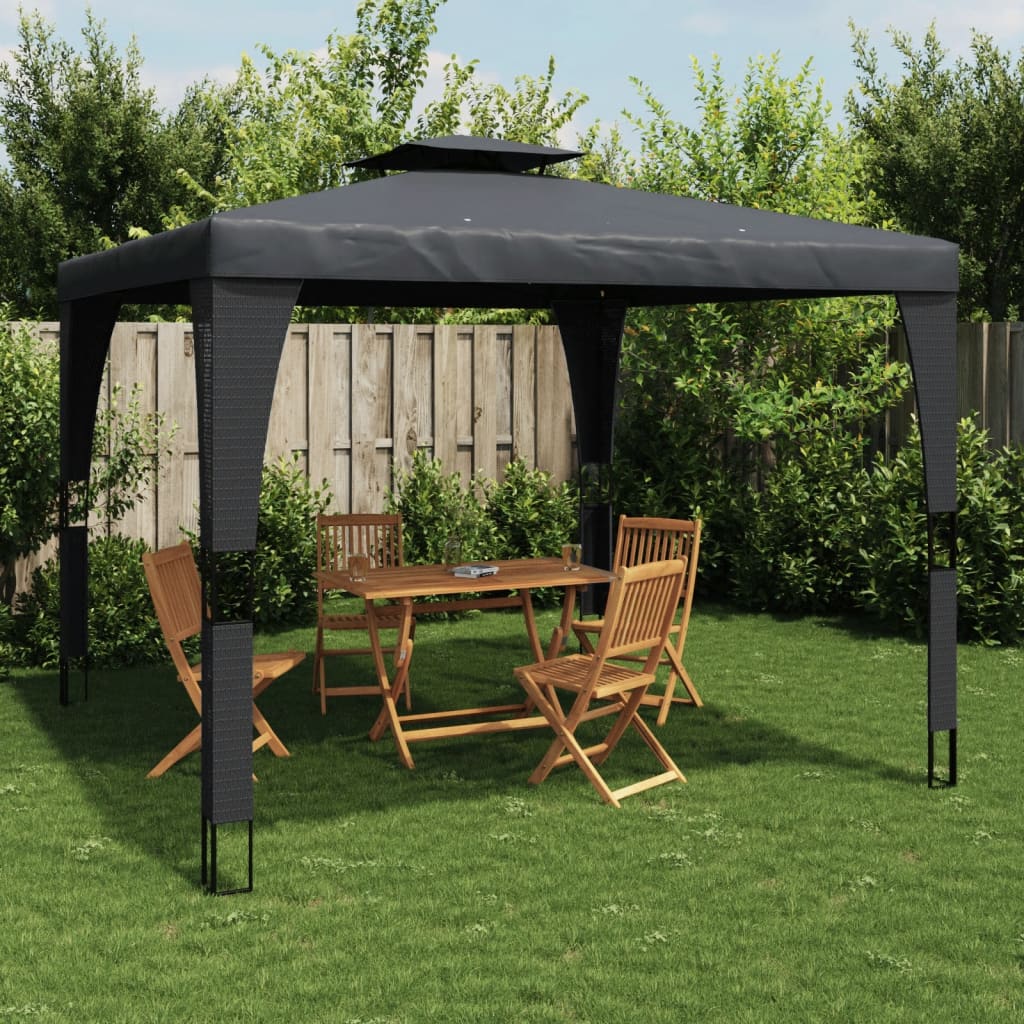 Vidaxl Arbor s dvojitou střechou 3,98x2,98 m Anthracite -colored