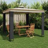 Arbor Vidaxl avec toit double 2,94x2,94 m crème en acier -colore