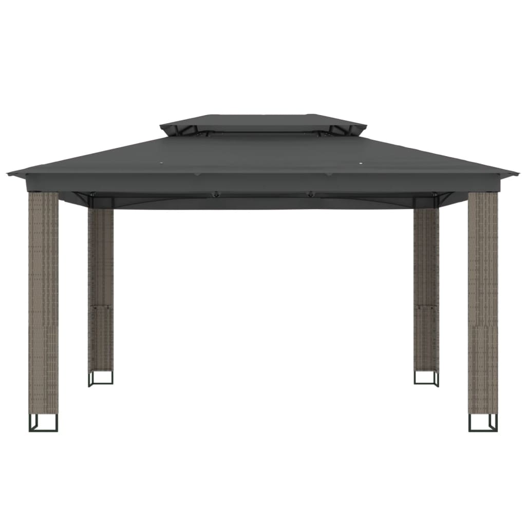 Vidaxl arbor with double roof 3.94x2.96 m steel anthracite -colored