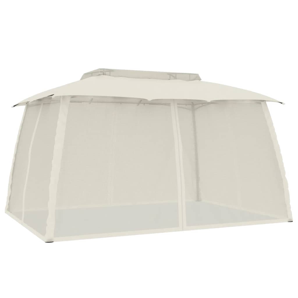 Vidaxl Arbor Side Walls of Mesh y Double Roof 3.93x2.93 M Cream de acero