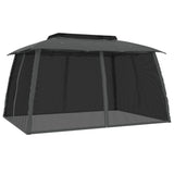 Vidaxl arbor with mesh walls and double roof 3.93x2.93 m steel anthracite