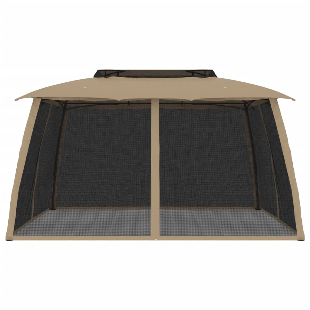 Vidaxl Arbor Side Malls of Mesh et Double Roof 3,93x2.93 m Cream en acier