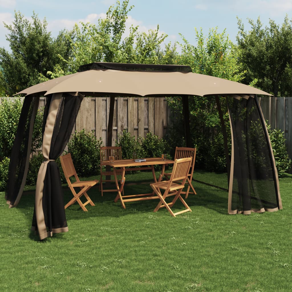 Vidaxl Arbor Side Malls of Mesh et Double Roof 3,93x2.93 m Cream en acier