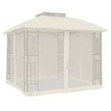 Vidaxl arbor side walls of mesh and double roof 2.94x2.94 m steel cream