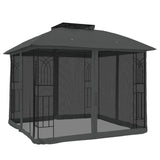 Vidaxl arbor with mesh walls and double roof 2.94x2.94 m steel anthracite