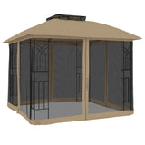 Vidaxl Arbor Side Walls of Mesh and Double Roof 2,94x2,94 M Steel Taupe