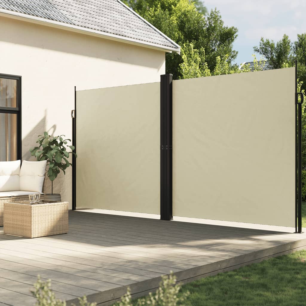 VidaXL Windscherm uittrekbaar 220x600 cm crèmekleurig